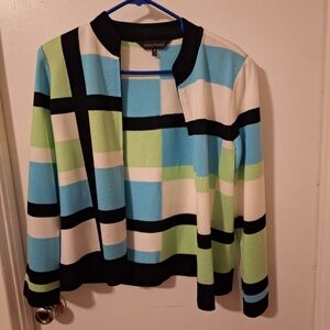 Ming Wang‎ Womens Colorblock Open Front Cardigan Sweater Medium